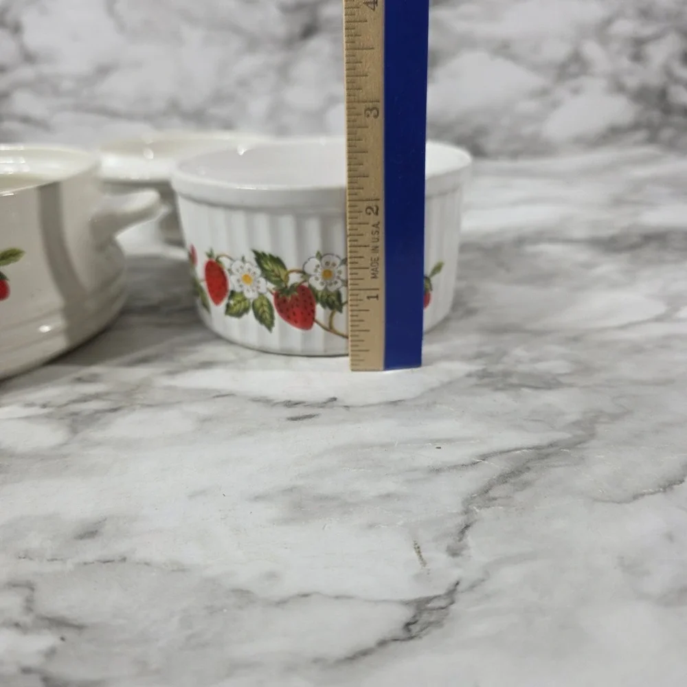 Sheffield strawberries n cream stoneware small vintage crock w/ lid & bowl read